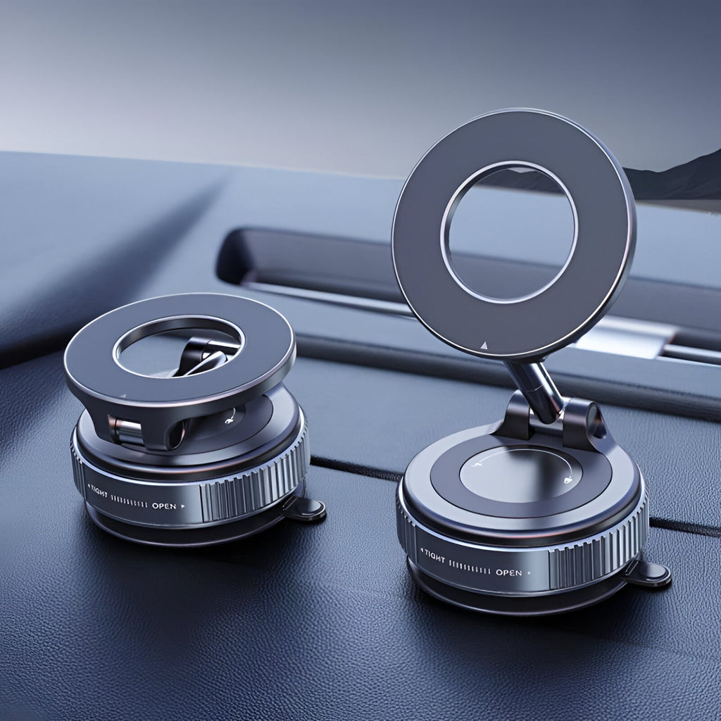 Magnetic Vacuum Suction Phone Holder for Car & Desk – Strong Adsorption, 360° Adjustable, No Iron Plate Needed – Universal Smartphone Stand