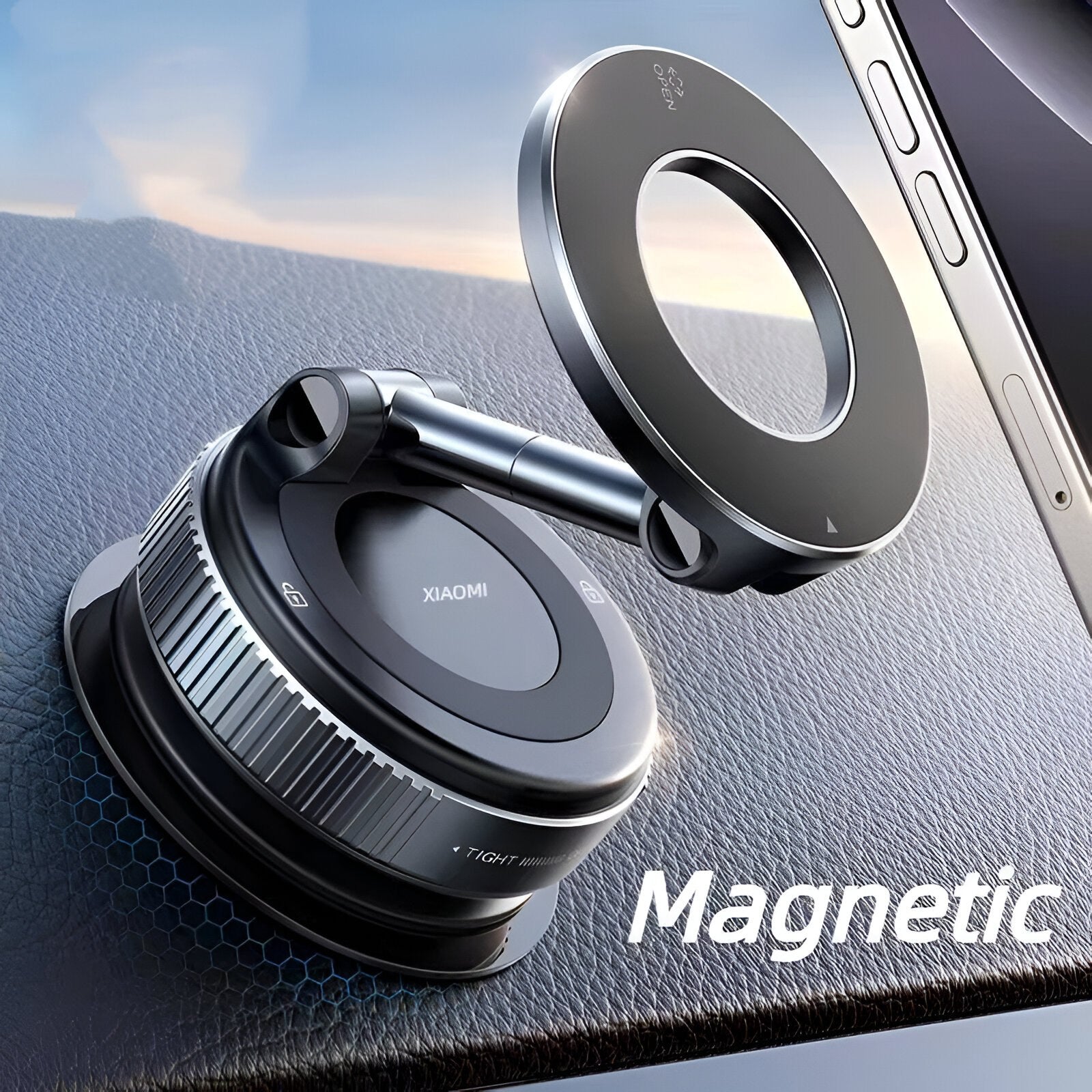 Magnetic Vacuum Suction Phone Holder for Car & Desk – Strong Adsorption, 360° Adjustable, No Iron Plate Needed – Universal Smartphone Stand
